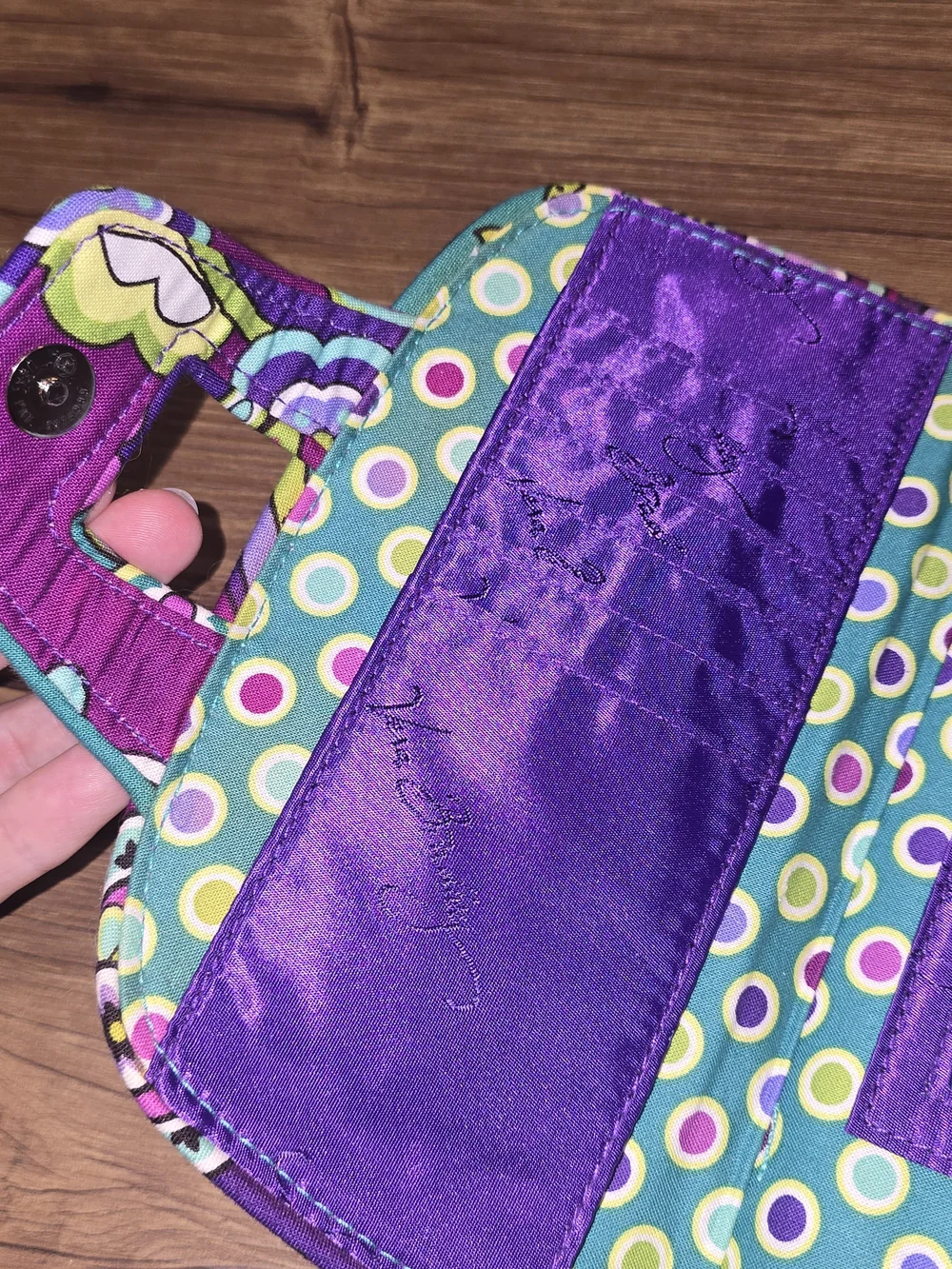 Brand New Never Used quilted Vera Bradley Kiss n' Snap Heather wallet